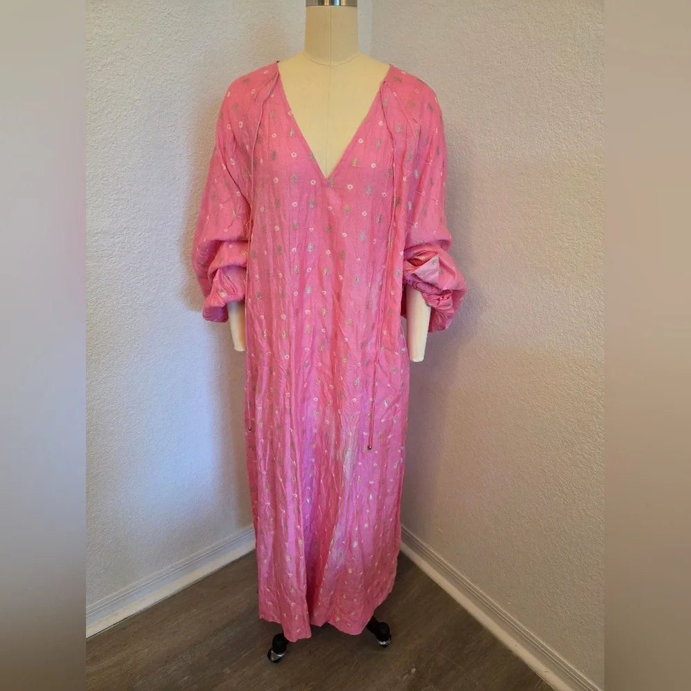NWT La Carlia Bright Pink Silk Dress - Picture 3 of 10